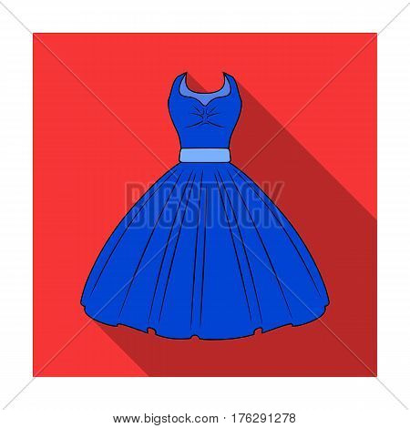 White fluffy wedding dress for a girl. Wedding wear.Women clothing single icon in flat style vector symbol stock web illustration.