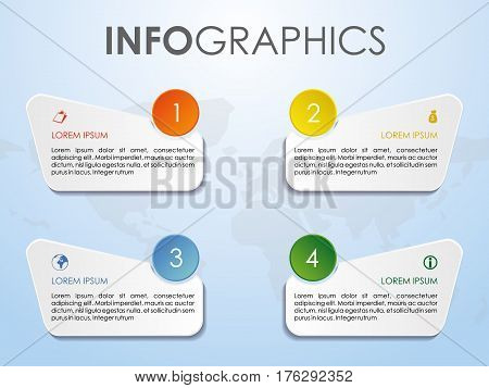 Simple vector infographic with colorful circle on blue background.
