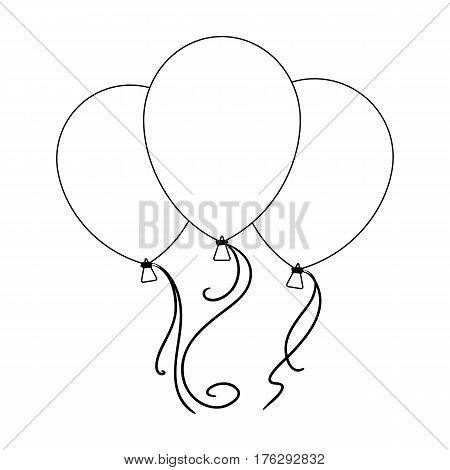 Blue pink and yellow balloons for children. Children's toys in the amusement park.Amusement park single icon in outline style vector symbol stock web illustration.