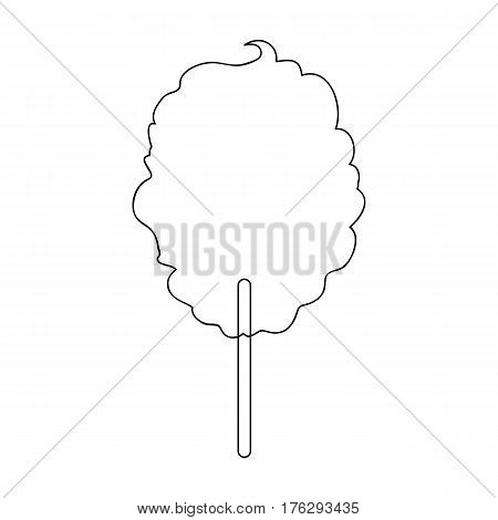 Pink sweet cotton wool on a stick. Dessert for children and sugar in the amusement park.Amusement park single icon in outline style vector symbol stock web illustration.