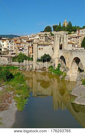 Besalu Spain - September 09 2014: View of Besalu village (Catalonia Spain)