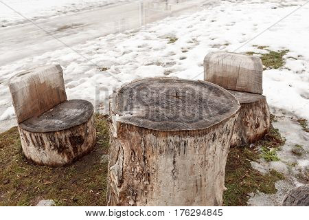 Self-made Wooden Furniture On The Street