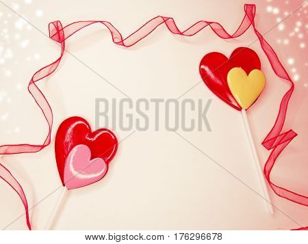 hearts red lollipops love concept valentine's day