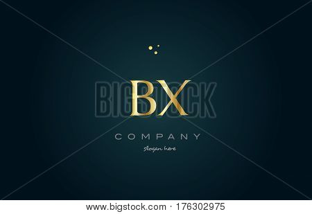 Bx B X  Gold Golden Luxury Alphabet Letter Logo Icon Template