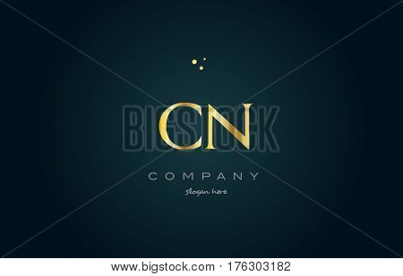 Cn C N  Gold Golden Luxury Alphabet Letter Logo Icon Template