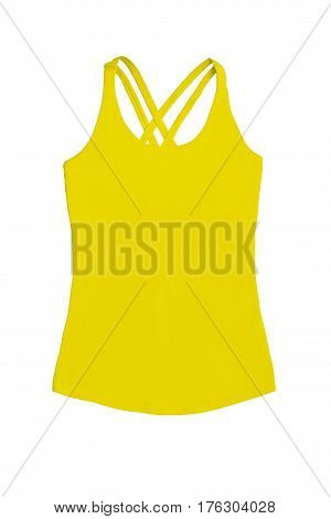Women's Yellow Sports Top, Isolated On Whiet Background