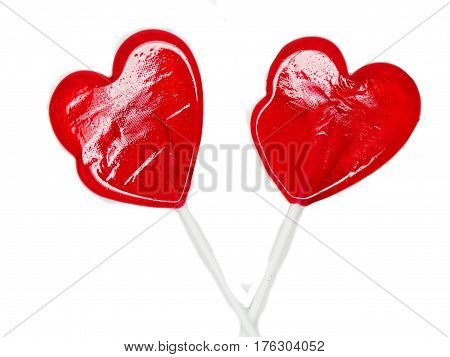 hearts red lollipops love concept valentine's day