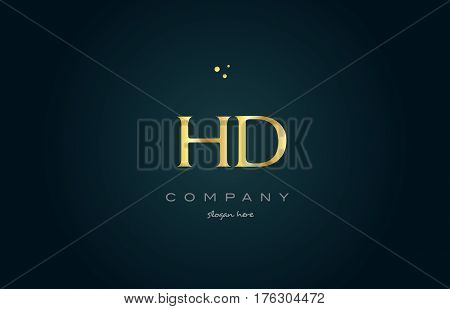 Hd H D  Gold Golden Luxury Alphabet Letter Logo Icon Template