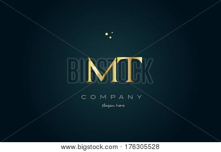 Mt M T  Gold Golden Luxury Alphabet Letter Logo Icon Template