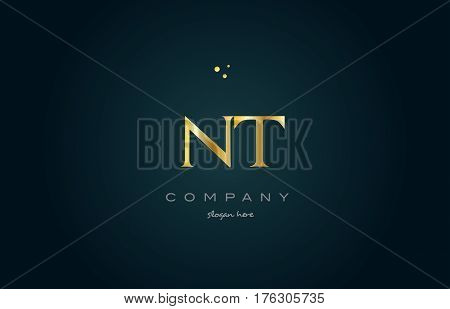 Nt N T  Gold Golden Luxury Alphabet Letter Logo Icon Template