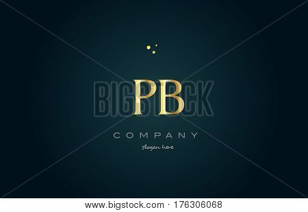 Pb P B  Gold Golden Luxury Alphabet Letter Logo Icon Template