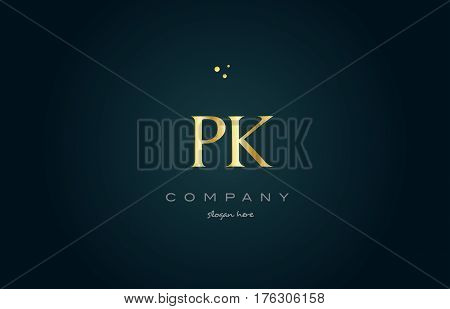 Pk P K  Gold Golden Luxury Alphabet Letter Logo Icon Template