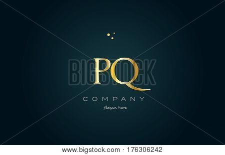 Pq P Q  Gold Golden Luxury Alphabet Letter Logo Icon Template