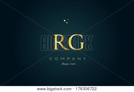 Rg R G  Gold Golden Luxury Alphabet Letter Logo Icon Template