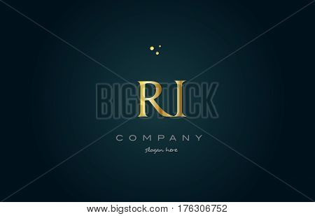 Ri R I  Gold Golden Luxury Alphabet Letter Logo Icon Template