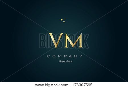 Vm V M  Gold Golden Luxury Alphabet Letter Logo Icon Template
