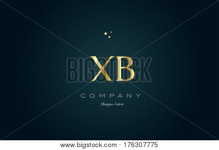 Xb X B  Gold Golden Luxury Alphabet Letter Logo Icon Template