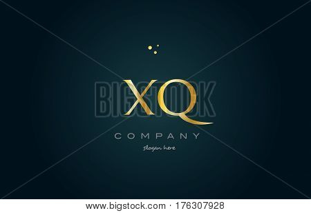 Xq X Q  Gold Golden Luxury Alphabet Letter Logo Icon Template