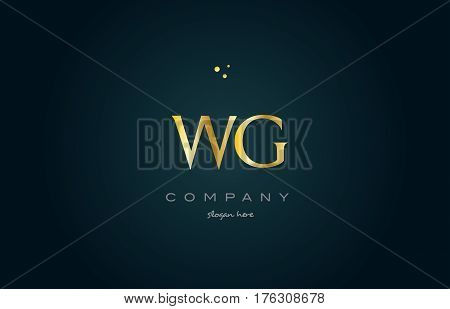 Wg W G  Gold Golden Luxury Alphabet Letter Logo Icon Template