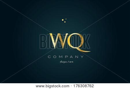 Wq W Q  Gold Golden Luxury Alphabet Letter Logo Icon Template