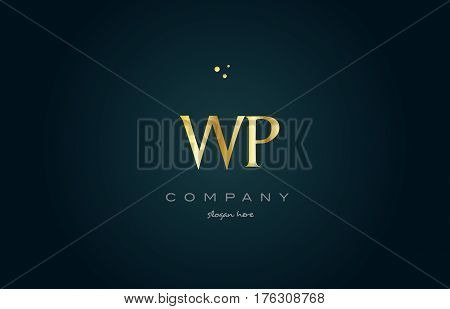 Wp W P  Gold Golden Luxury Alphabet Letter Logo Icon Template