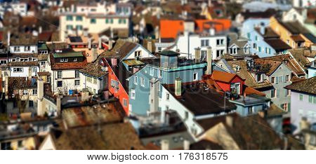 Aerial View To Zurich Old Center