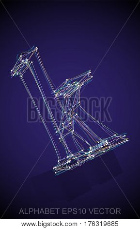 Abstract illustration of a Multicolor sketched K with Reflection. Hand drawn 3D K for your design. EPS 10 vector illustration.