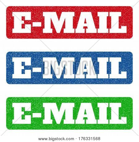 Colored Rubber Seal Stamps With E-mail Text Hole. Vector Caption Inside Rounded Rectangular Shape. G