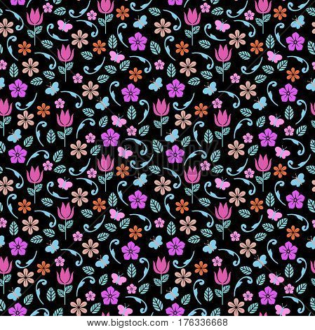 Cute pattern in small flower. Background with flowers.
