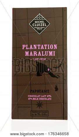 Winneconne WI - 8 March 2017: Michel Cluizel chocolate bar on an isolated background.