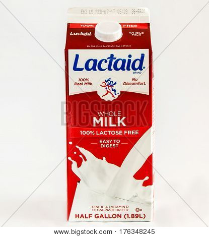 New York December 17: A carton of lactose free whole milk.