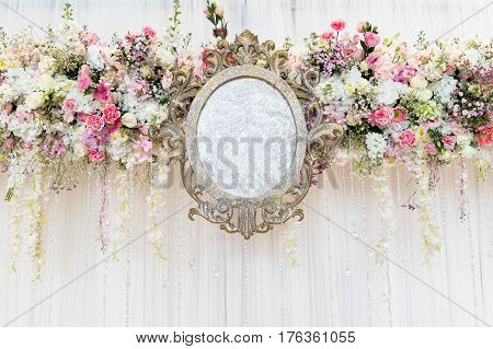 indoor luxurious wedding ceremony backdrop and background