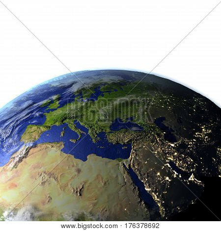 Emea Region On Realistic Model Of Earth