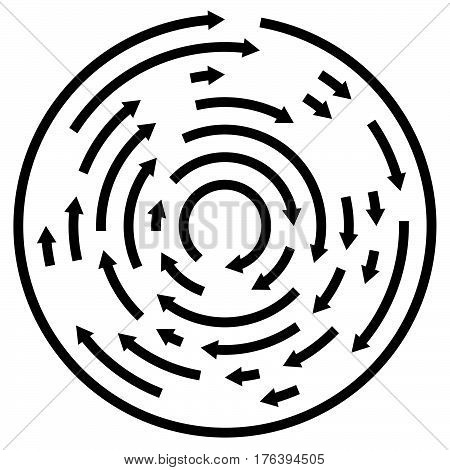 Circular Concentric Arrows. Cyclic, Cycle Arrows. Arrow Element To Illustrate Ripple, Swirl, Twirl C