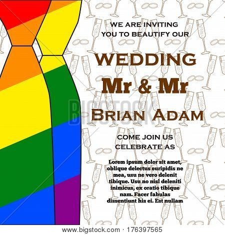 Gay Wedding illustration for invitation cards lgbt community