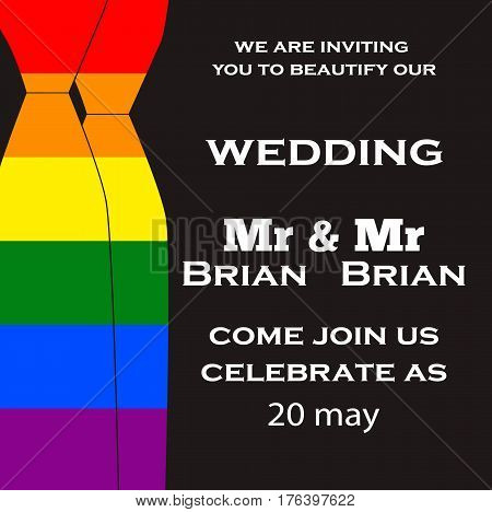 Gay Wedding illustration for invitation cards lgbt community