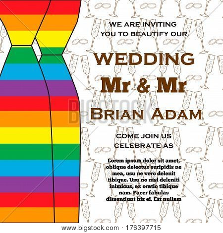 Wedding illustration for invitation cards lgbt community