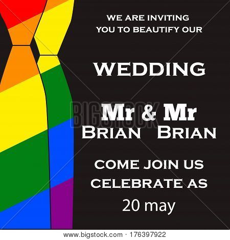 Wedding illustration for invitation cards lgbt community