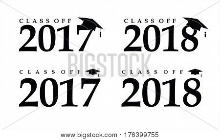 Text with graduation hat set sign illustration