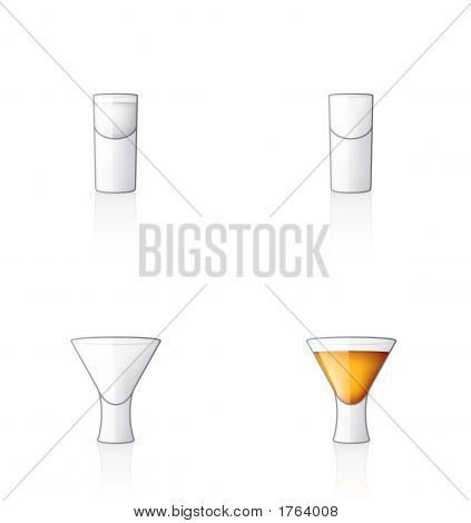 Glass Icon Set 60Y, Vodka střílet brýle