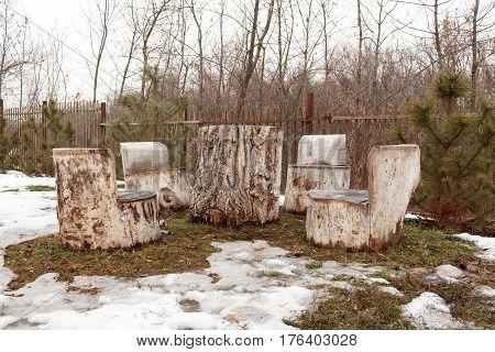 Self-made Wooden Furniture On The Street