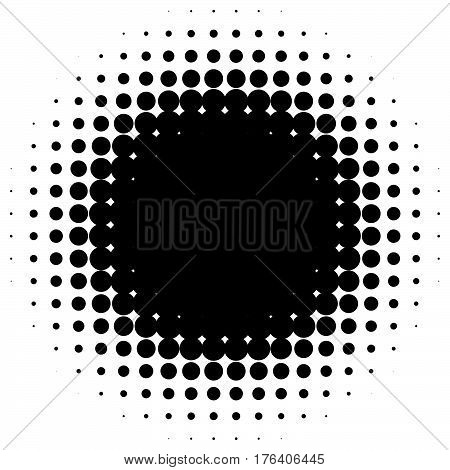 Circle Halftone Element. Monochrome Dotted Circular Pattern.