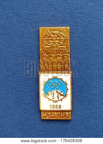 USSR - CIRCA 1985: Soviet badge with the inscription 