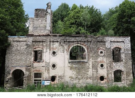 Old ruins of the Baroque church of Saint Apollonia Primda Czech republic