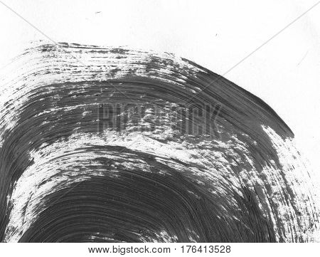 VERY hight resolution. Geometric graffiti abstract background. Wallpaper with oil canvas stroke effect. Black acrylic paint stroke texture on white paper. Scattered art. Macro image. Hand made grunge
