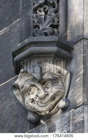 Head of jester - Gothic architecture decoration - detail