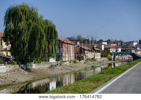 Bernate town along Naviglio Grande of Turbigo (Milan Italy)