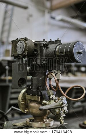 St. Petersburg Russia - February 13 2010: The Armalit factory produces ship armature for shipbuilding companies. Ship pump on assembly bench