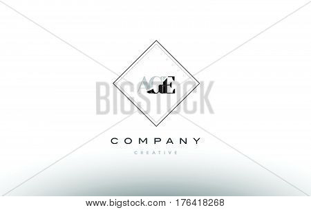 Age A G E Retro Vintage Rhombus Simple Black White Alphabet Letter Logo