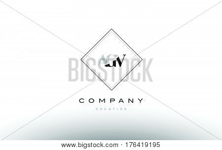 Agv A G V Retro Vintage Rhombus Simple Black White Alphabet Letter Logo